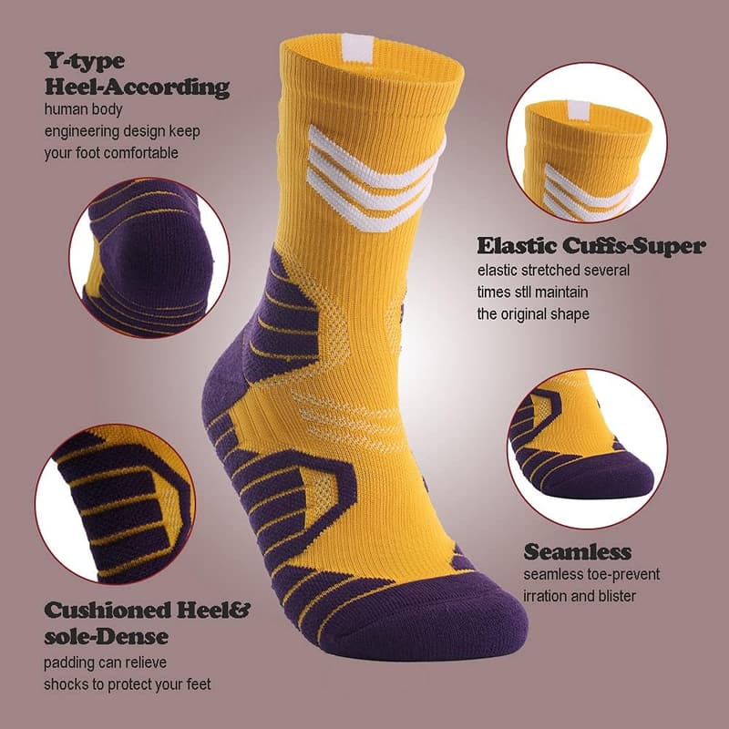 Compression Athletic Basketball Socks for Adults & Youth (3 Pairs)