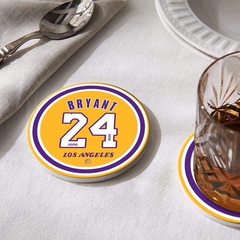 Los Angeles Lakers Basketball Ceramic Coasters Set, 6 Pack