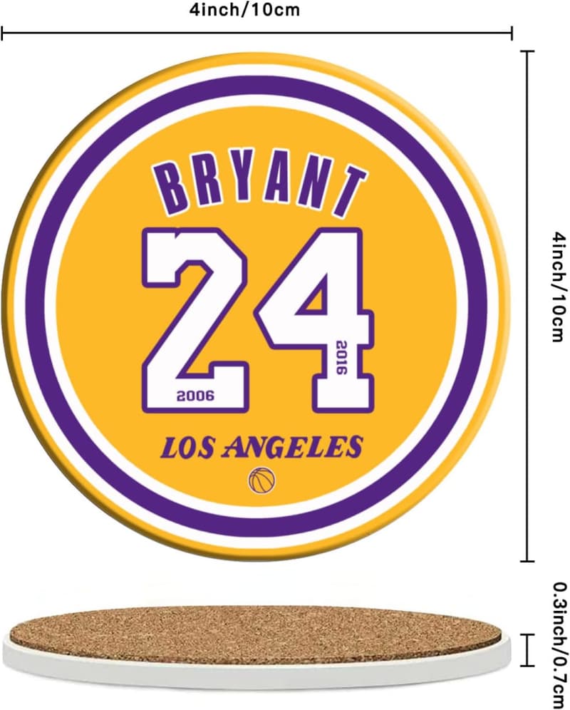 Los Angeles Lakers Basketball Ceramic Coasters Set, 6 Pack