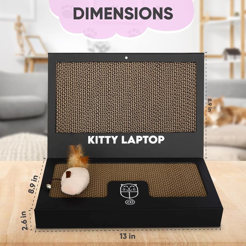 Interactive Eco-Friendly Cat Laptop with Scratch Pads & Toys