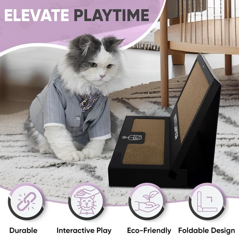 Interactive Eco-Friendly Cat Laptop with Scratch Pads & Toys
