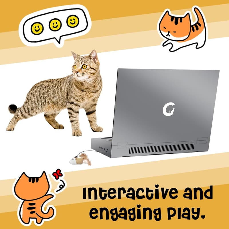 Interactive 3-in-1 Cat Scratcher Toy with Jingle Ball & Stickers