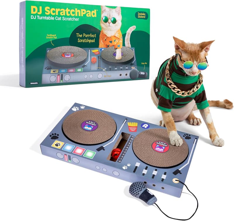 Cat Scratchpad with 2 Scratch Wheels and Plush Microphone