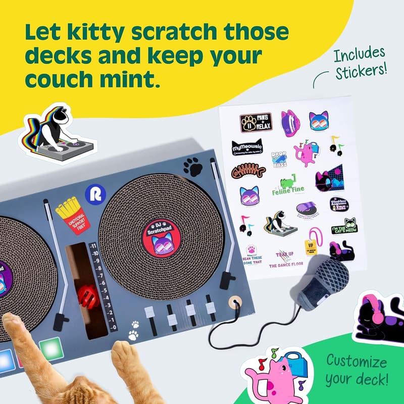 Cat Scratchpad with 2 Scratch Wheels and Plush Microphone