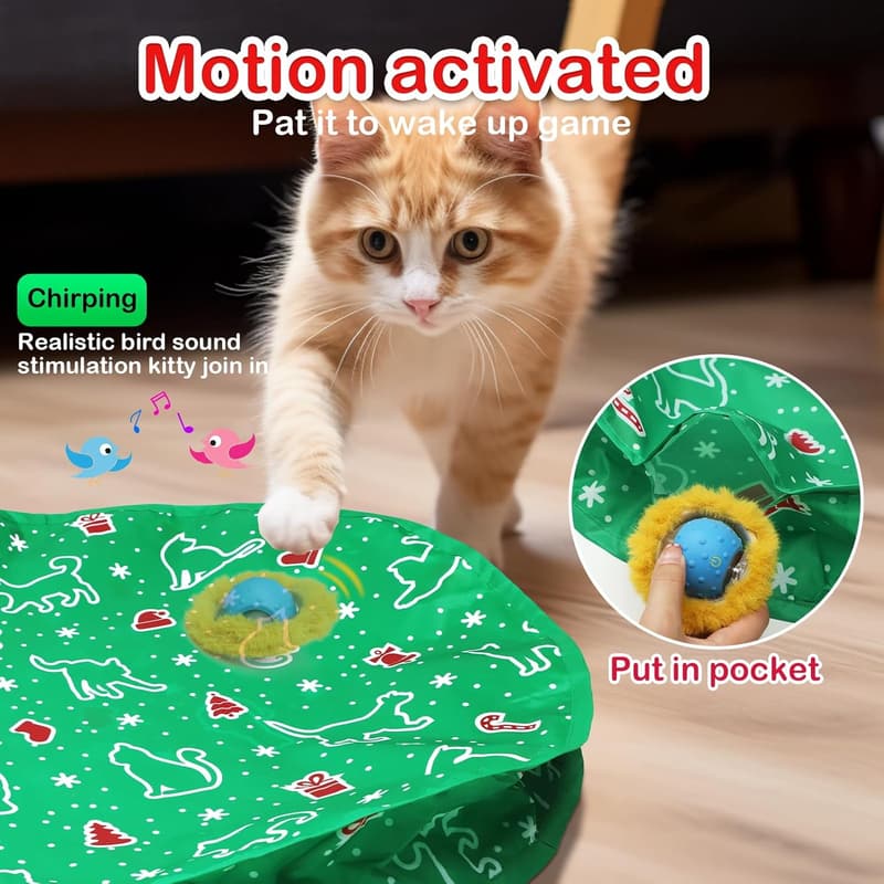 Chirping Cat Toy Ball - Interactive Motion-Activated Fun