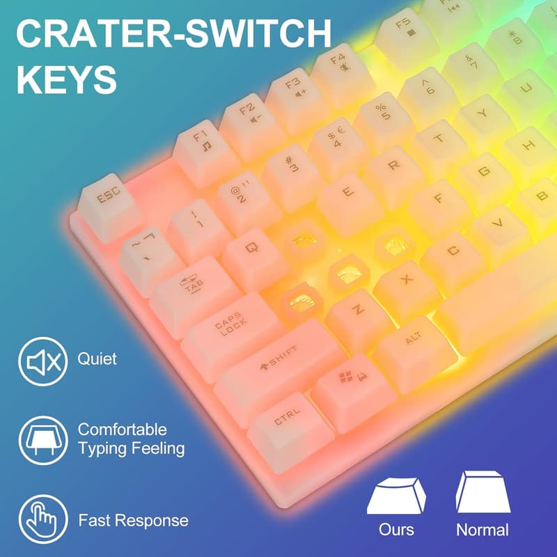 White Gaming Keyboard and Mouse Combo with RGB Backlighting