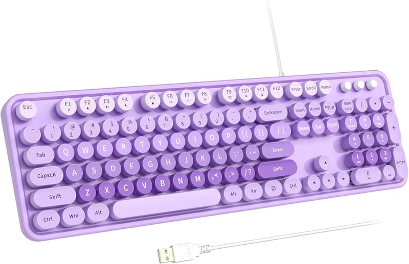 USB Wired Full Size Keyboard with Number Pad (Purple)