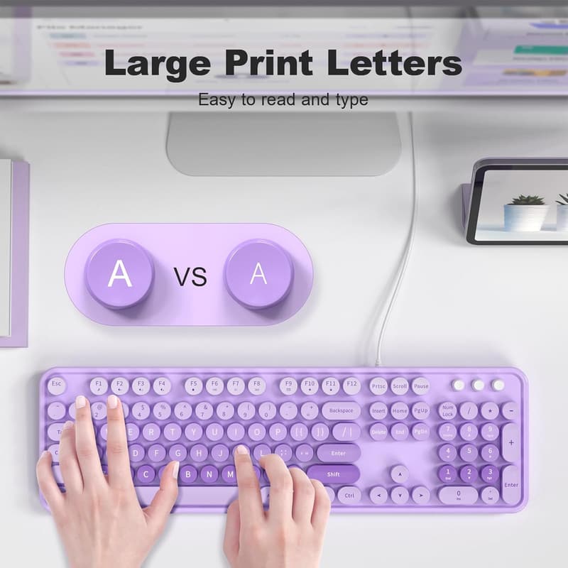 USB Wired Full Size Keyboard with Number Pad (Purple)