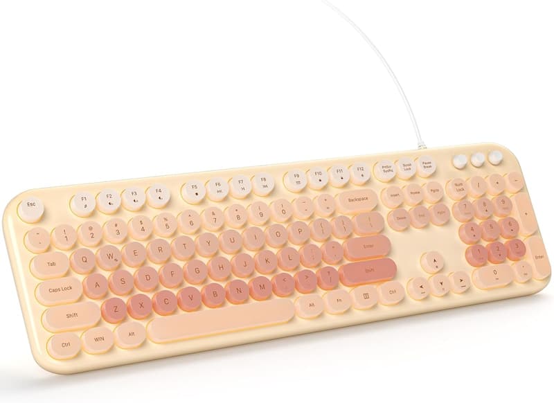 Colorful Retro Wired Backlit Keyboard for Computers