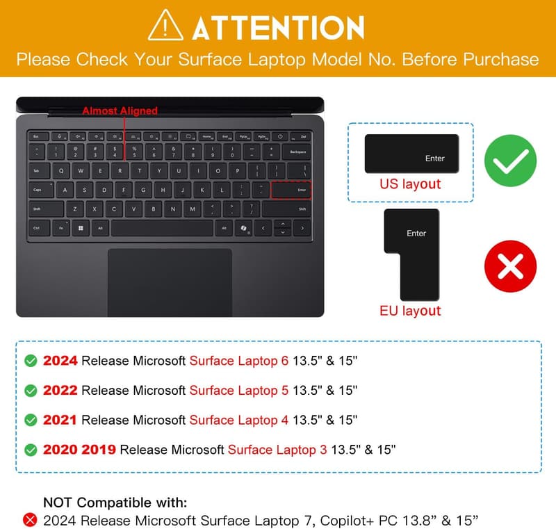 Rainbow Keyboard Cover for Microsoft Surface Laptop & Book