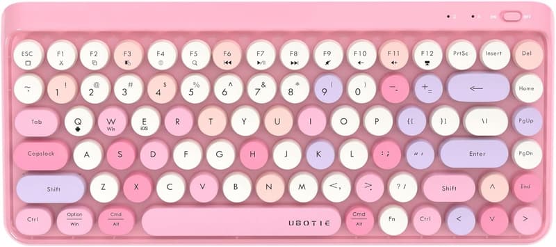 Portable Bluetooth Mini Retro Typewriter Keyboard - Pink