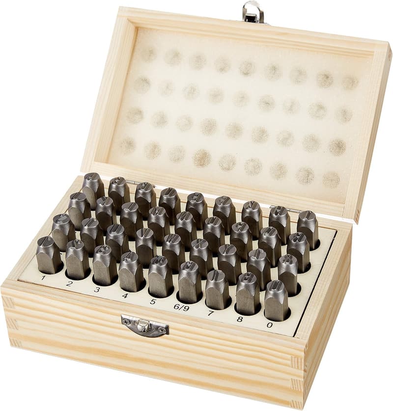 Alphabet and Number Stamp Kit - 36 Pieces with Wood Case