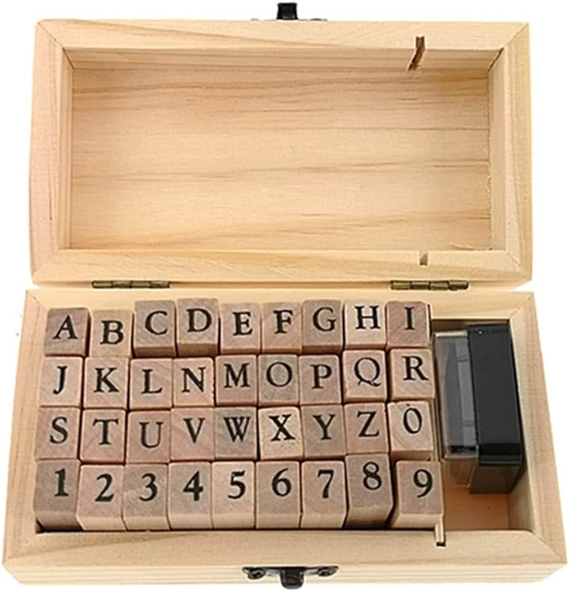 DIY Vintage Wooden Alphabet Stamp Set for Scrapbooking (36 pcs)