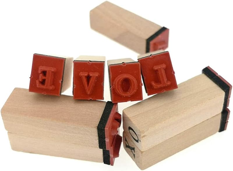 DIY Vintage Wooden Alphabet Stamp Set for Scrapbooking (36 pcs)