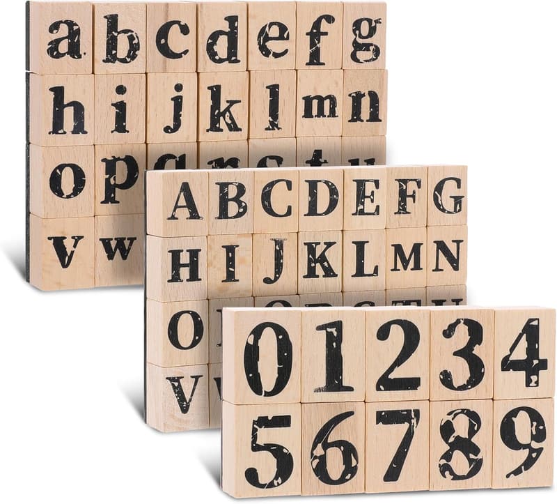 Wooden Alphabet Stamp Set - 66 Pcs for DIY Crafts and Games