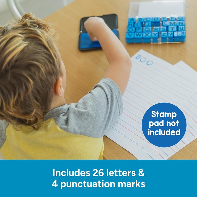 Uppercase Alphabet Rubber Stamps Set - 26 Letters & 4 Punctuation Marks for Kids