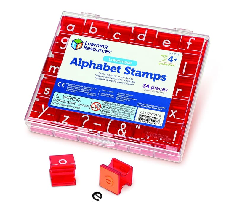 Lowercase Alphabet Stamps for Classroom, 34 Pieces, Ages 3+