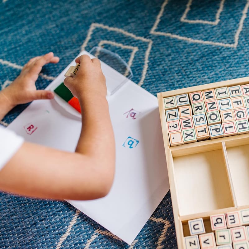Melissa & Doug Wooden Alphabet Stamp Set for Preschoolers
