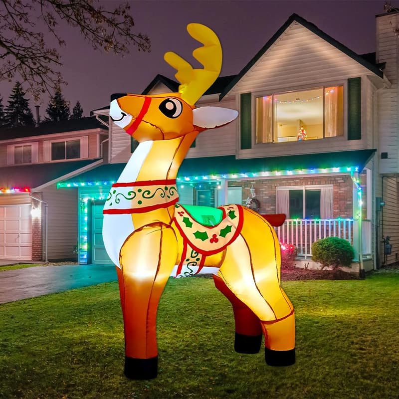 6 FT Christmas Reindeer Inflatable Decor with LEDs
