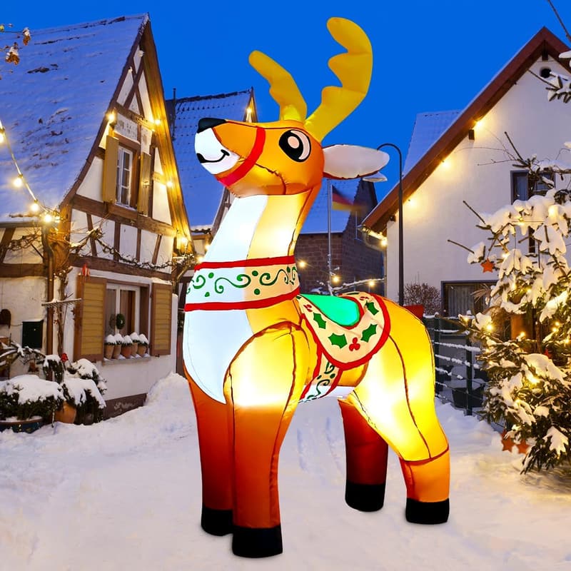 6 FT Christmas Reindeer Inflatable Decor with LEDs