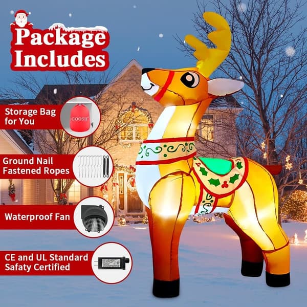 6 FT Christmas Reindeer Inflatable Decor with LEDs