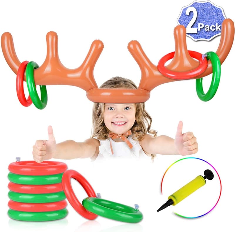 Christmas Inflatable Reindeer Ring Toss Game Set with 12 Rings