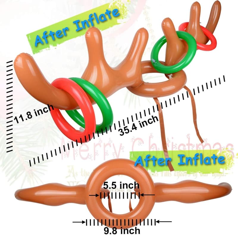 Christmas Inflatable Reindeer Ring Toss Game Set with 12 Rings