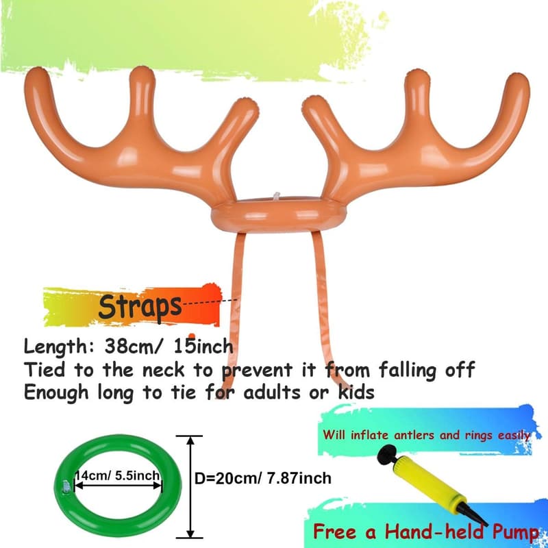 Christmas Inflatable Reindeer Ring Toss Game Set with 12 Rings