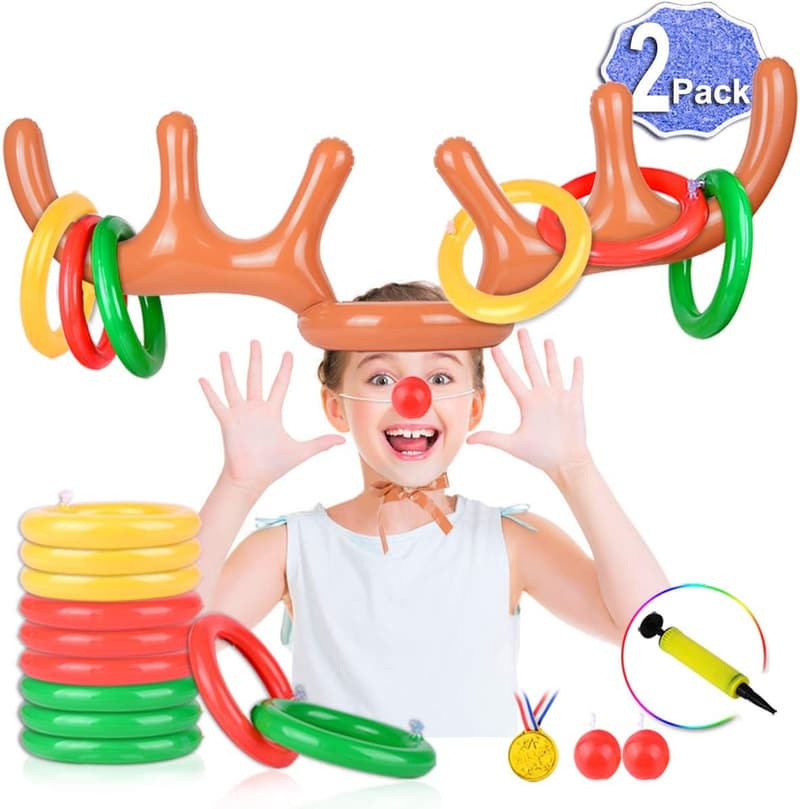 Christmas Inflatable Reindeer Antler Ring Toss Game Set