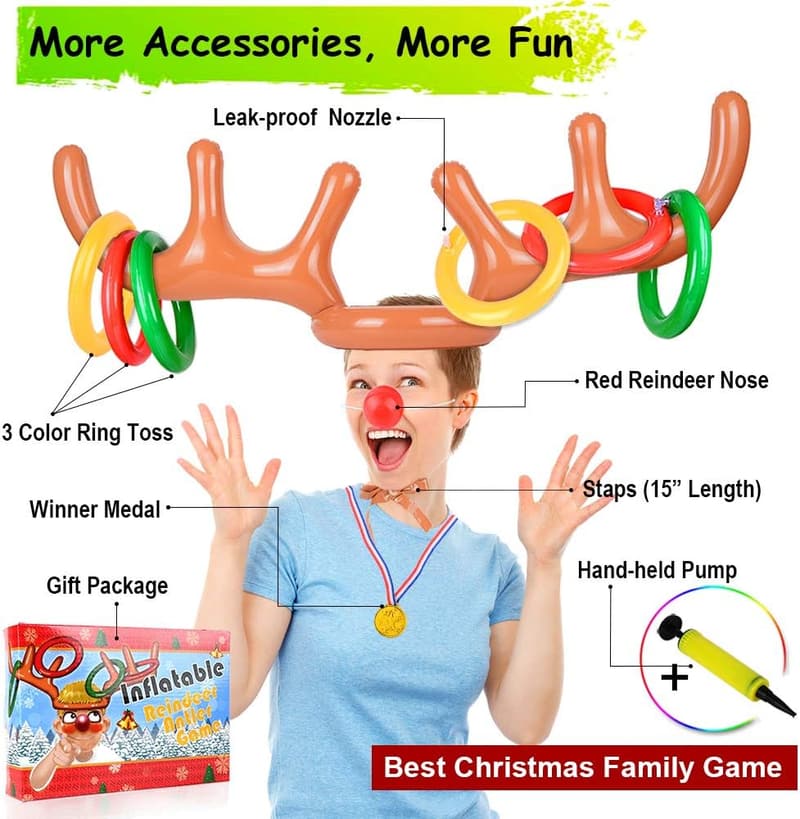 Christmas Inflatable Reindeer Antler Ring Toss Game Set