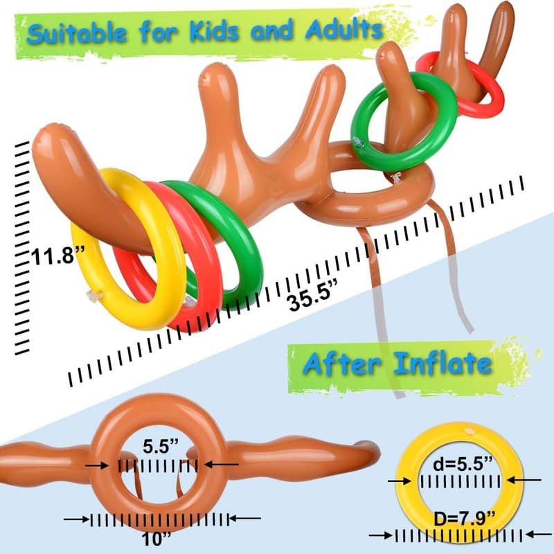 Christmas Inflatable Reindeer Antler Ring Toss Game Set