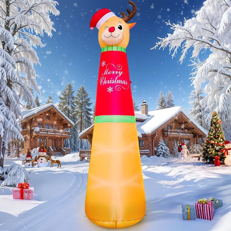 Giant Christmas Inflatable Reindeer with LED Lights for Outdoors