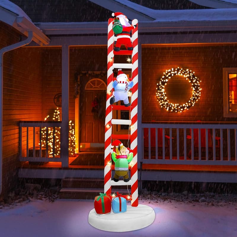 Giant Christmas Inflatable Decor with Reindeer and Santa