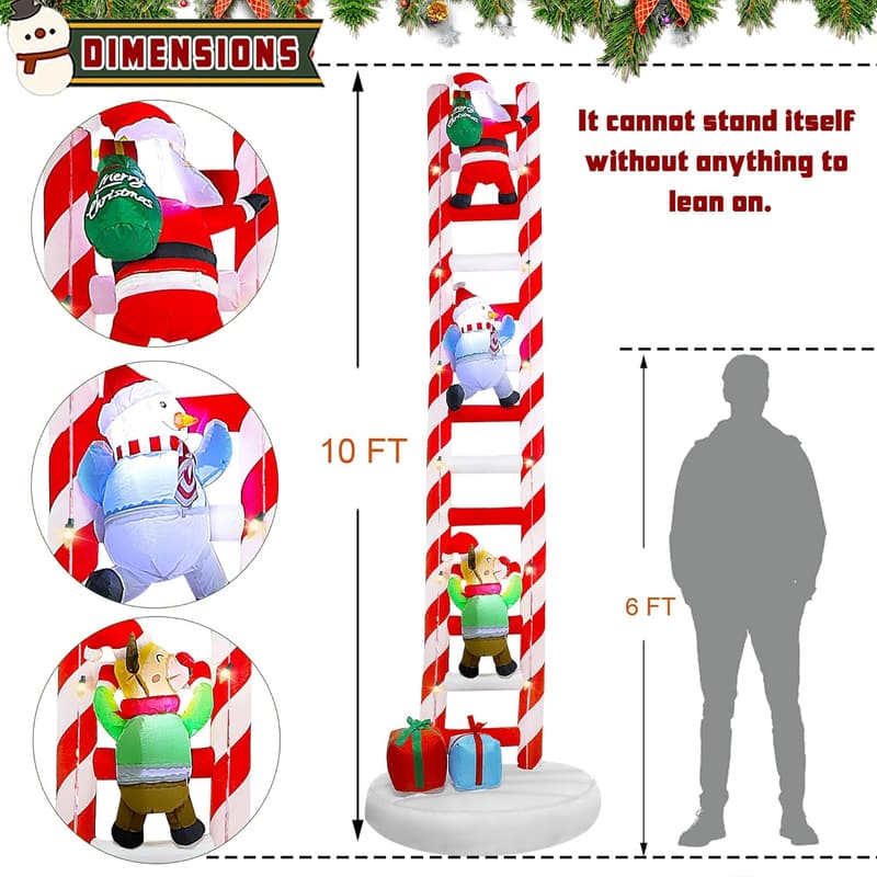 Giant Christmas Inflatable Decor with Reindeer and Santa