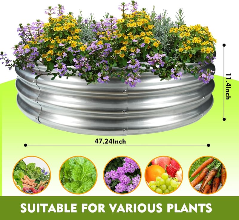 Large Round Galvanized Steel Fire Pit for Backyard & Camping