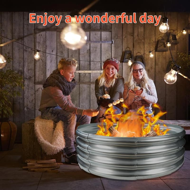 Foldable 60-Inch Galvanized Fire Pit Ring for Outdoor Use