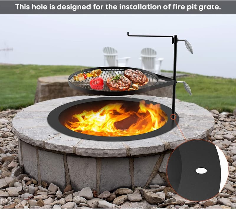 36-Inch Steel Outdoor Fire Pit Ring for Backyard Bonfire