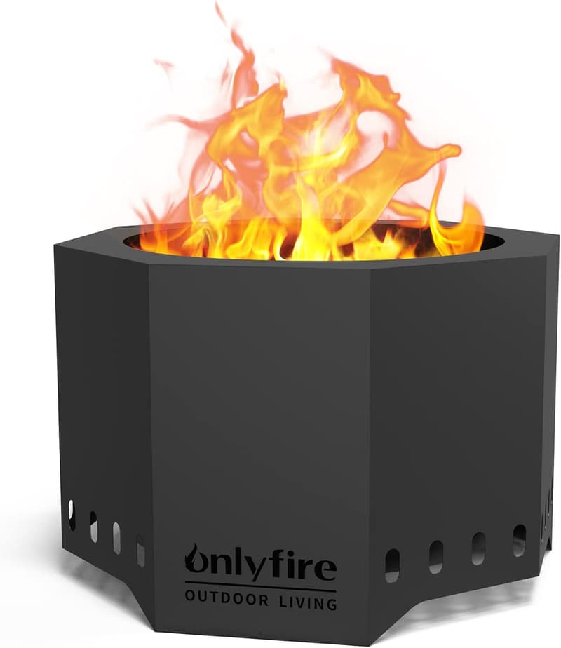 Portable 24-Inch Smokeless Wood Burning Fire Pit for Outdoor Use
