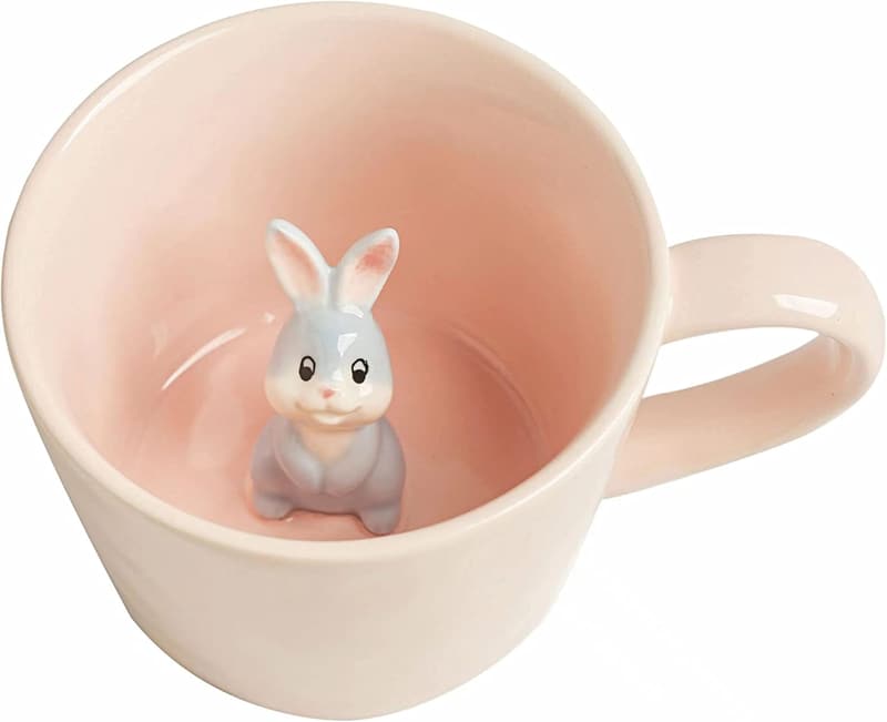 Easter Rabbit 3D Ceramic Mug - Cute Handmade Bunny 12 oz
