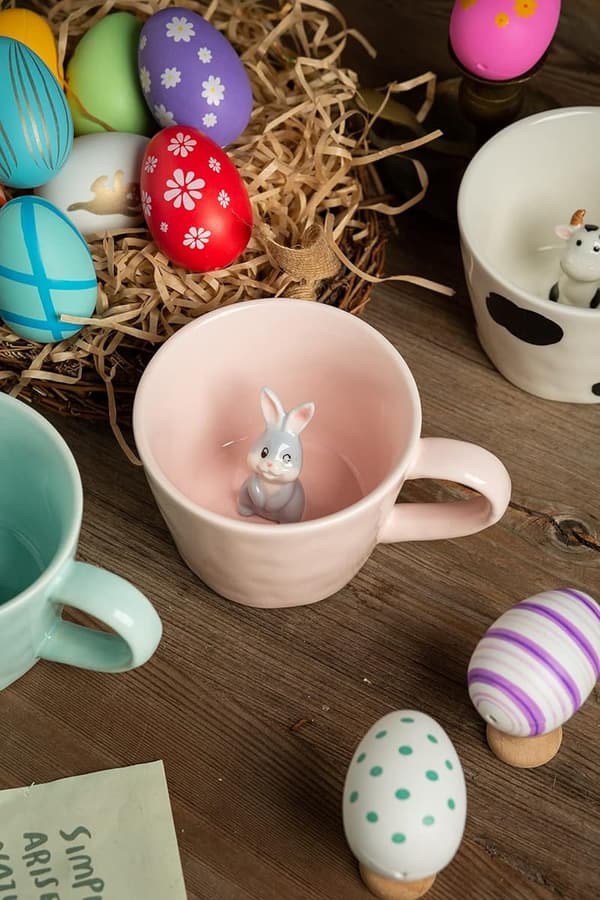 Easter Rabbit 3D Ceramic Mug - Cute Handmade Bunny 12 oz