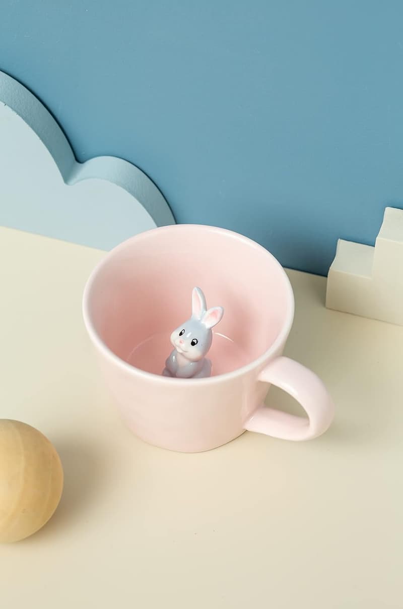 Easter Rabbit 3D Ceramic Mug - Cute Handmade Bunny 12 oz