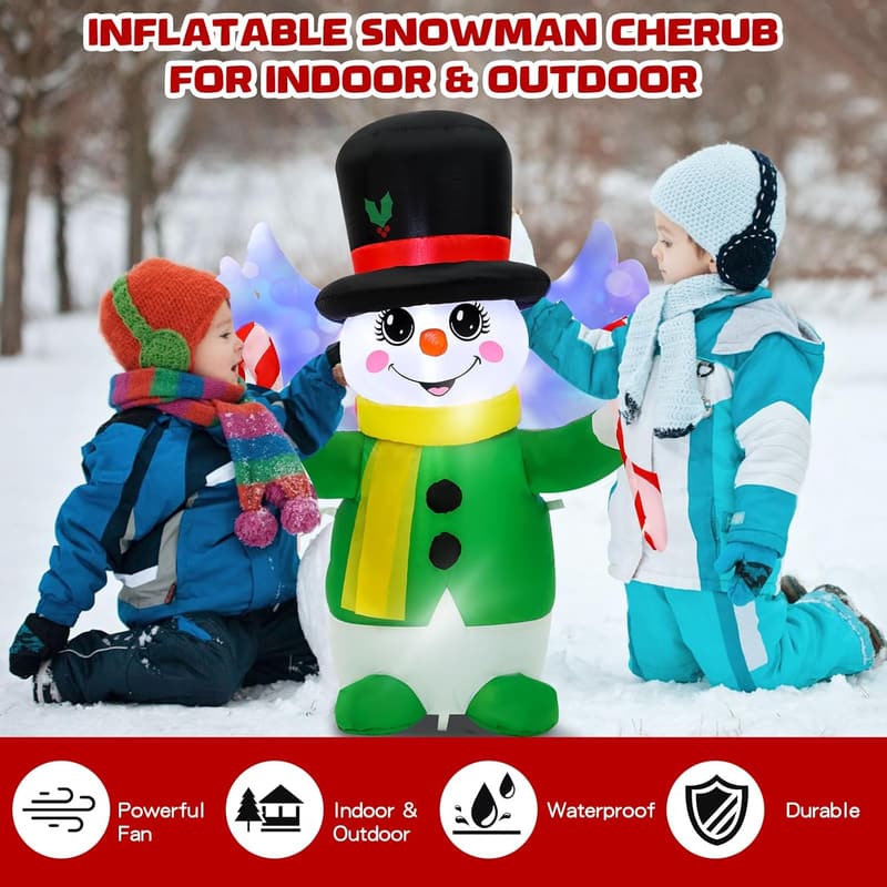 Christmas Snowman Inflatable with LED Lights for Outdoor Decor