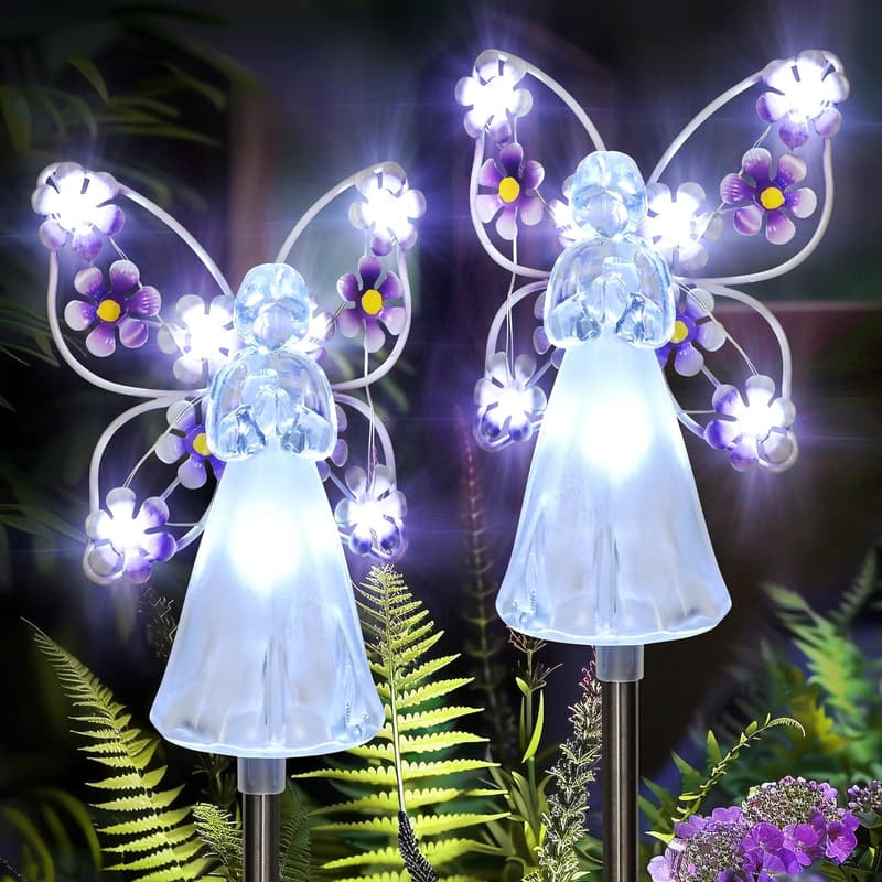 Solar Angel Garden Stake Lights - 2 Pack for Memorials