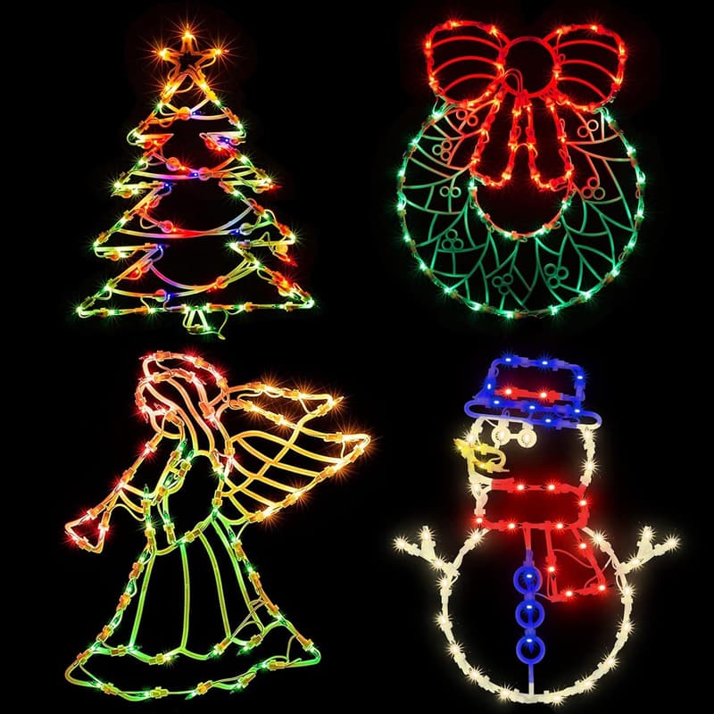 Christmas Window Silhouette Lights - Pack of 4 Decorative Icons