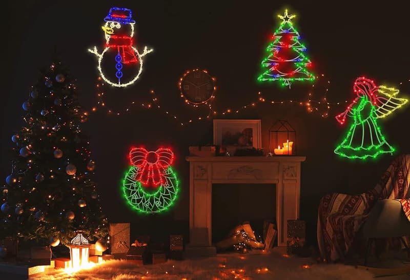 Christmas Window Silhouette Lights - Pack of 4 Decorative Icons