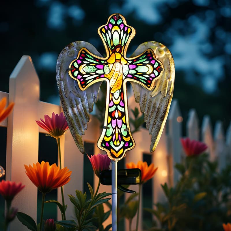 Jesus Cross Solar Garden Stake Lights - Memorial Gifts for Mom