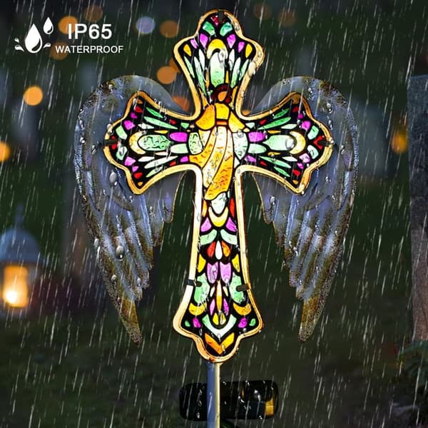 Jesus Cross Solar Garden Stake Lights - Memorial Gifts for Mom