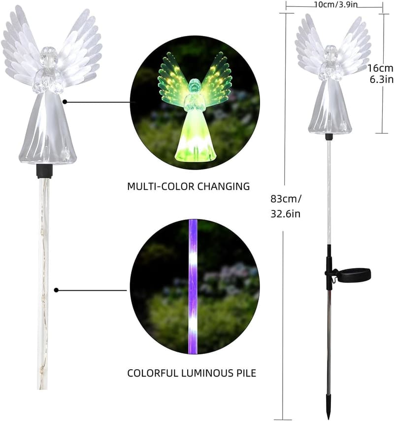 Solar Angel Lights - 2 Pack Color Changing Garden Stakes