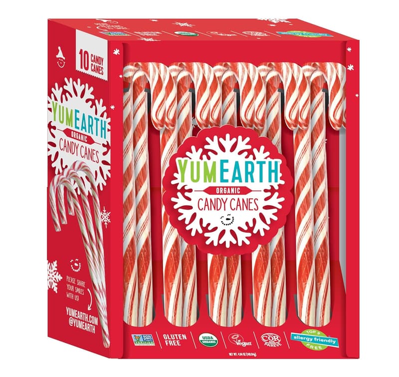 Organic Peppermint Candy Canes - Allergy Friendly, Vegan, 10 Count