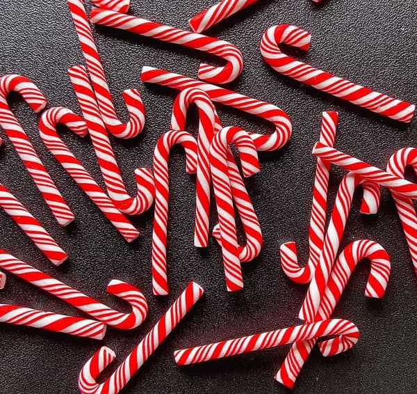 Christmas Mini Polymer Clay Candy Canes - 100 Pcs